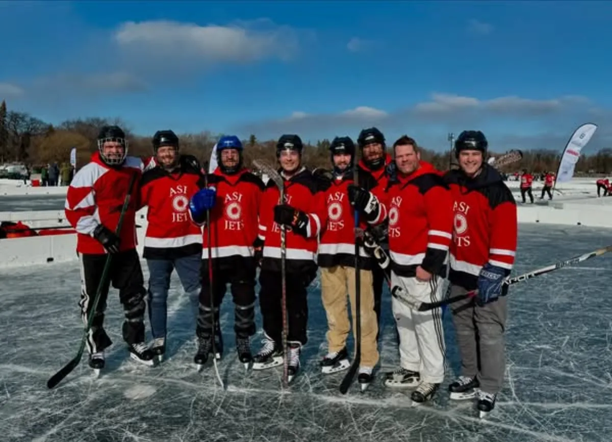 Ryan playing pond hockey